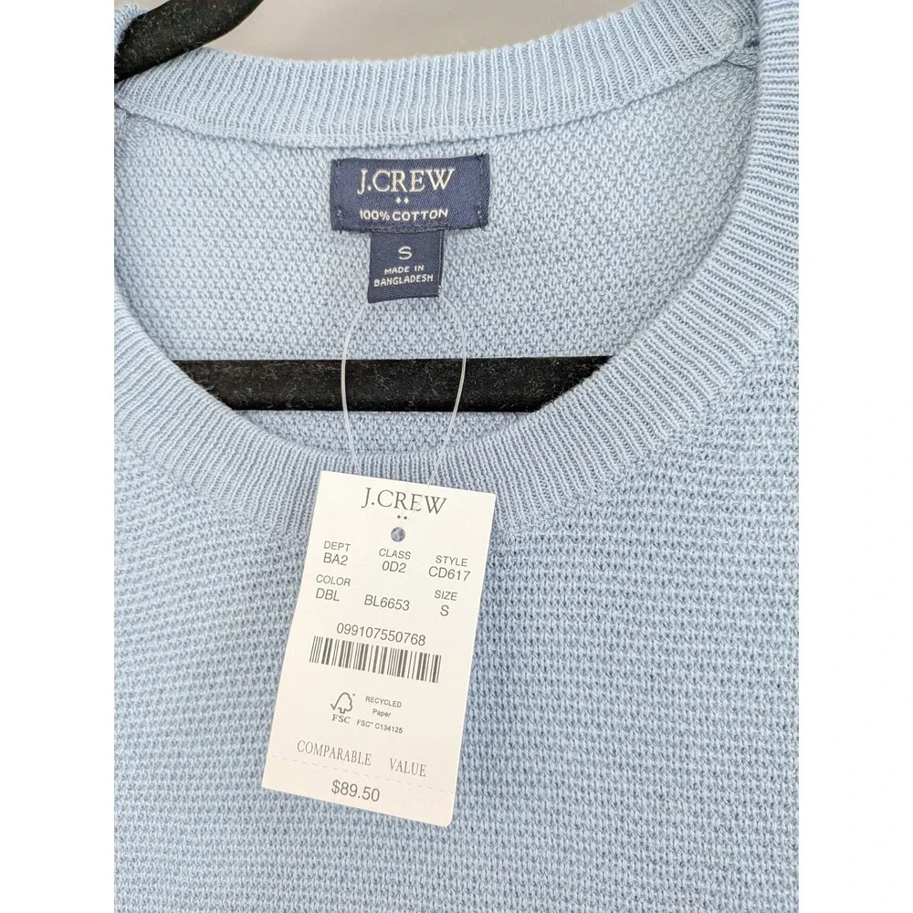 NEW‎ LIGHTWEGIHT J Crew Mens Light Blue Waffle Knit Crewneck Sweater Chambray